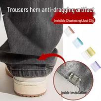 Nematoma hemos tvirtinimo sąsaga plačioms kelnėms Invisible Shortening (Anti-Dragging Hem Artifact)
