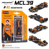 Bburago 1:64 Mclaren F1  Mcl39 #4 Lando Norris #81 Oscar Piastri Car Model Series Children'S Christmas Boy Gift Toys
