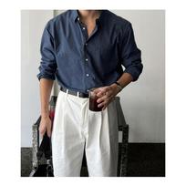 Vintage American Style Loose Long Sleeve Casual Work Shirt For Men M tamsiai mėlyna spalva