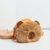 Kūrybingas Capybara Kawaii Anime pliušinis piniginėlis Puikus animacinis apvalus krepšys pakabukas Juokingas mini ausinių laikymo krepšys A4