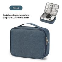 Dual-Layer Data Cable Organizer Portable Power Bank Case for Travel Multi-Purpose Digital Accessories Storage Bag Single 25.5*19.5*7.5 tamsiai mėlyna spalva