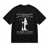 Women's Sassy Witch Silhouette Tee Unisex Black 100% Cotton Graphic Summer Shirt 4XL