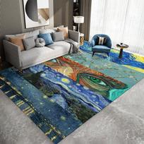 Van Gogh Oil Painting Loop-Pile Carpet Artistic Masterpiece Area Rug for Living Room Bedroom Entryway Home Decoration Mats 50X80CM