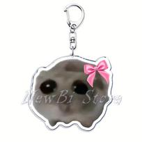 Fun Meme Im Just A Girl Sad Hamster Key Chain Keychains Ring for Accessories Bag Funny Pendant Keyring Jewelry Fans Gifts CDN