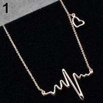 Women's Heart Beat Pendant Chain Choker Collar Bib Jewelry Clavicle Necklace auksas