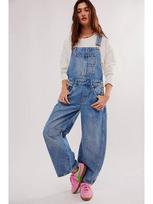 Vintage Street Style Washed Loose Fit Women's Denim Overalls for Autumn/Winter S mėlyna