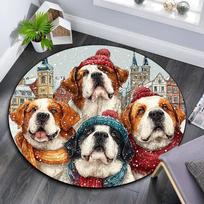 Saint Bernard Dogs Round Area Rug,Carpet Rug for Living Room Bedroom Sofa Playroom Decor,Non-slip Floor Mat 80cmx80cm