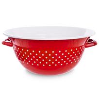 TECKA red enameled polka dot kitchen bowl 26 cm, 2.5 l