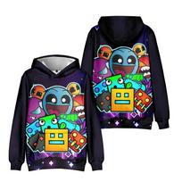 HOT Geometry Dash Hoodie Cartoon Hoodie Streetwear Hooded Sweatshirt Men Women Cosplay Sports XS
