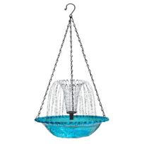 Solar Cascade Fountain Birdbath Solar Powered Fountain Bird Bath Hanging Glass Bowl Birdbath Attracts Wild Birds Hummingbirds for Outdoor Garden mėlyna