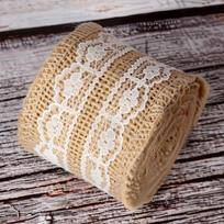 1 Roll 2M×5cm Natural Jute Burlap Ribbon, Rustic Vintage Burlap Lace Trim for Wedding Decor, Christmas Party & DIY Craft Supplies Style 1 gray