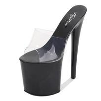 Moteriški vasariniai aukštakulniai batai „Stiletto Sexy“ vandeniui atspari platforma „Hate Sky High“ Itin aukštos šlepetės 1986 serija 20 cm kulnas 10 cm platforma iš LFD 34 juoda