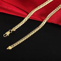 2 PCS Set Cuban Chain Necklace Bracelet Set For Men Gold Color Flat Chain Men Choker Bracelet Hiphop Jewewlry Set 45cm and 20cm sidabras