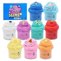 9-Piece Fluffy Slime Kit Super Soft Cotton Candy Mud Cloud Putty Stress Relief Sensory Toy for DIY Clay & Squishy Texture Play