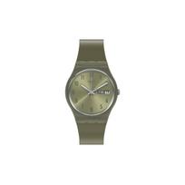 Swatch Gent serijos kvarcinis mechanizmas Perlo žalias Modernus minimalistinis Vandeniui atsparus Trend Unisex laikrodis 34mm Žalias ciferblatas Plastikinis korpusas Silikoninis dirželis GG712 GG712 gray
