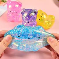 Festive Glitter Gummy Bear Squishy, Cute Animal Squeeze Toy, Soft Anti-Stress Vent Decompression for Holiday Gifts
