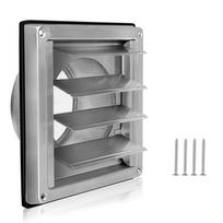 Ventilation Grille Stainless Steel Air Vents Cover, Louvered Grille Cover Vent Flat Ducting Air Vent Wall Inlet Silver 150mm