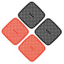 Reusable   Fryer Mats Stick Proof Dishwasher Safe Oil Resistant Silicone   Fryer Liner for Oven Red Black 4pcs