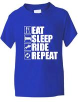 Eat Sleep Ride Repeat Horse Pony Horse Riding Funny Kids T shirt Age 1-13 XL