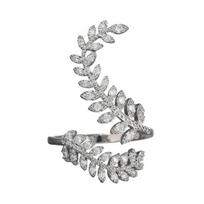 Women Finger Ring, Adjustable Olive Branch Design Ring, Micro-Setting Rhinestone Process Finger Ring for Jewelry Gift sidabras