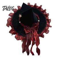 Themed Indoor Home Decor Halloween Witch Hat with Pointed Top, Durable Polyester Costume Accessory, Holiday Celebration Bow for Parties And 2