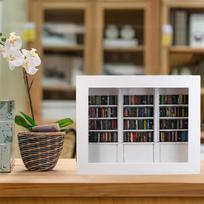 Mini Biblioteka Anti-Nerimo Knygų Lentyna Medinis Miniatiūrinis Ornamentas Streso Mažinimas Atsikratykite Savo Nerimo Dovanos Draugams Lėlių Namelis white