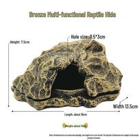 Reptile Cave Ornament: Rock Resin Hideout for Geckos, Lizards, Snakes, Frogs, and Spiders bronza