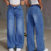 Denim Pant Women Mom Jeans Wide Leg Long Pants High Waist Straight Trousers Y2k Streetwear Elegant Splice Club Punk Casual XXL mėlyna