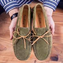 2025 summer popular large size leather Korean version Doudou shoes men's casual simple driving lazy men's shoes 38 žalia