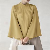 ZANZEA Women Stand Collar Loose Casual Flare Long Sleeve Blouse M chaki