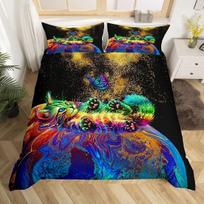 Rainbow Cat Butterfly Duvet Cover Three-Piece Set Watercolor Galaxy Outer Space Bedding Set With Pillowcase EU single 135*200