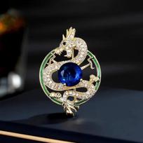 Luxurious and High-end Retro Palace Auspicious Dragon Crystal Collar Pin Accessories Brooch 3*5CM