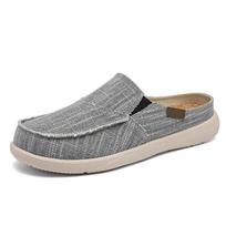 Summer large size 47 men's half-drag canvas shoes casual fashion versatile lazy one-pedal old Beijing casual shoes men 39 pilka spalva
