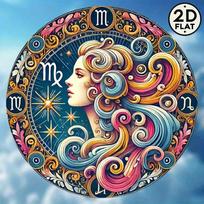 Mergelės Zodiako Ženklas Metalinė Sienų Dekoro Gėlių Žvaigždžių Menas Namų Dovana TYA37448-20x20cm įvairiaspalvis