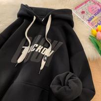 Men's Heavyweight Velvet Hooded Sweatshirt: Autumn/Winter Hong Kong Style, Trendy Loose Fit Casual Hoodie for Teens. L