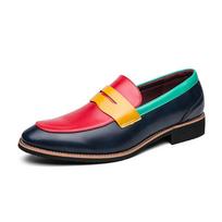 Britain Designer Mix Color Pointed Flat Oxford Shoes for Men Casual Penny Loafers Formal Dress Footwear Sapatos Tenis Masculino 38