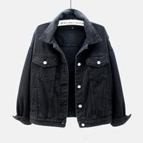 Colorful Plus Size Korean-Style Denim Jacket for Women - Spring/Autumn Long Sleeve in White/Purple S juoda