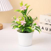 Multicolor Simulation Flowerpotted Plastic Faux Bonsai  Home Decoration rožinė