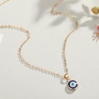 Devil's Eye Blue Eyes Necklace Turkish Round Blue Eyes Pendant Collarbone Chain Fashion 1Pcs