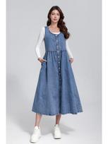 Women's Sleeveless Casual Denim Dress - Summer Style S mėlyna