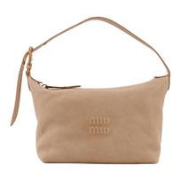 MIU MIU Embossed Logo Leather Tote Bag Women Handbags Beige 5NE841_AEFX_F0065 Basic Set (Bag+Dust Bag)