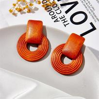Boho Geometriniai Mediniai Rankų Darbo Karoliukų / Rotango Pynimo Auskarai Madingi Per dideli Moteriški Lašiniai Auskarai Etninio Stiliaus Papuošalai orange