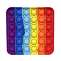 Rainbow Push Bubble Toy Stress Relief Round Square Heart Bubble Popping Game Silicone Bubble Squeeze Sensory Fidget Toy Square