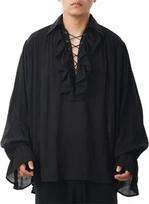 Renaissance & Pirate Medieval Cotton Linen Shirts 4XL juoda