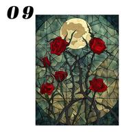 Colorful European Vintage Stained Church Glass Film Home Office Window Privacy Film PVC Self-adhesive Stickers (as the picture,40x120cm)