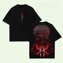 Ken Kaneki Tokyo Ghoul Anime Clothing Men Women Oversized Tshirts Short Sleeve Washed T Shirt Retro Cotton Tshirt Harajuku Tops S