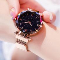 reloj mujer Fashion Starry Sky Women's Watches Magnet Buckle Mesh Belt Diamond Quartz Watch Women Dress Clock relogio feminino rožinio aukso spalvos