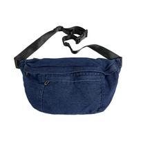 retro Denim Women Waist Bag College Style Chest Pack Casual Fanny Pack Large Capacity Unisex Shoulder Crossbody Bag and Belt Bag tamsiai mėlyna spalva