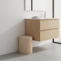 Wood Grain Trash Can Large Capacity Bin Space Saving Wastebasket for Bathroom, Living Room,