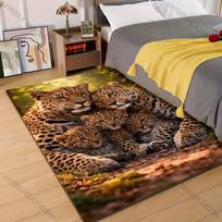 Leopard family cuddling in forest Pattern Rug Carpets for Bedroom Living Room Sofa Mat Creative Door Mat Cloakroom Home Decor 40x60cm